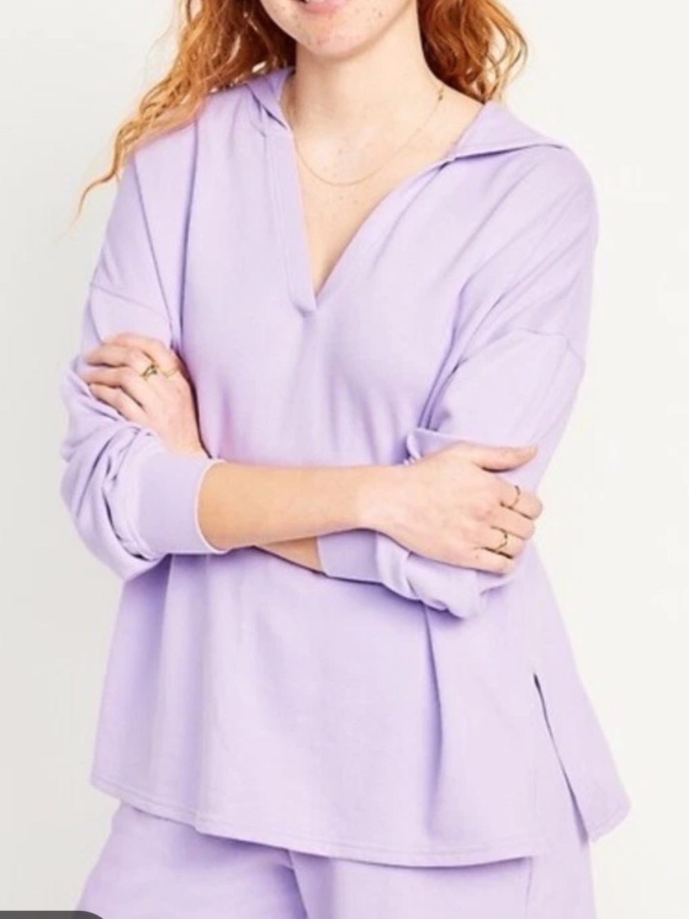 Old Navy Lavender V-Neck Hooded Pullover